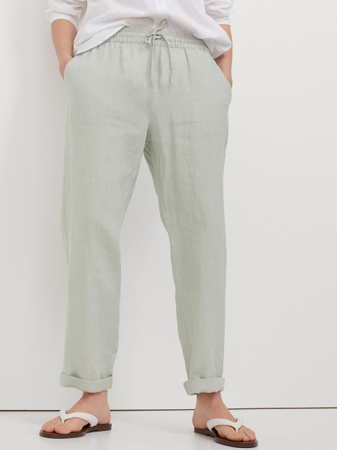 

H&M Women Green Linen Joggers