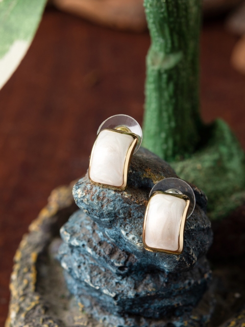 

E2O Gold-Toned & White Contemporary Studs