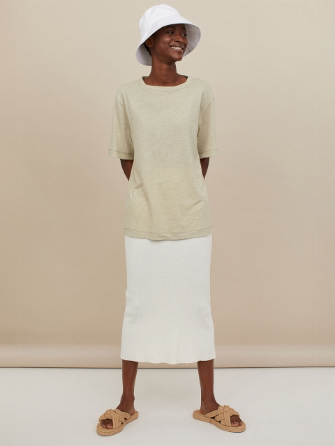 

H&M Women Beige Oversized T-Shirt