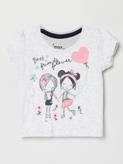 

max Girls Grey Printed Printed T-shirt