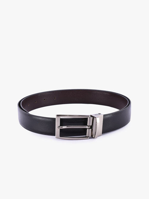 

BuckleUp Men Black & Brown Textured Reversible Leather Belt