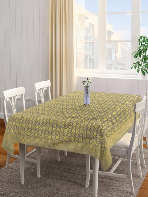 

NEUDIS Unisex Yellow Woven-Design Cotton 6 Seater Table Cover