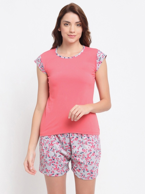 

NEUDIS Women Pink & Grey Night Suit