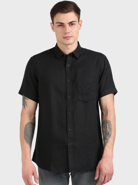 

ColorPlus Men Black Tailored Fit Solid Casual Shirt