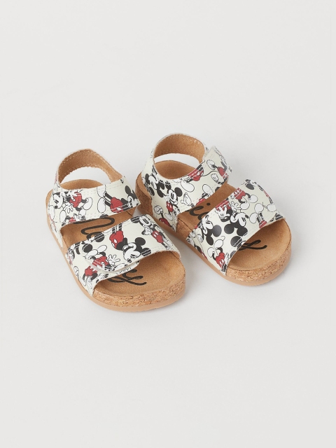 

H&M Girls White & Black Mickey Mouse Open Toe Flats