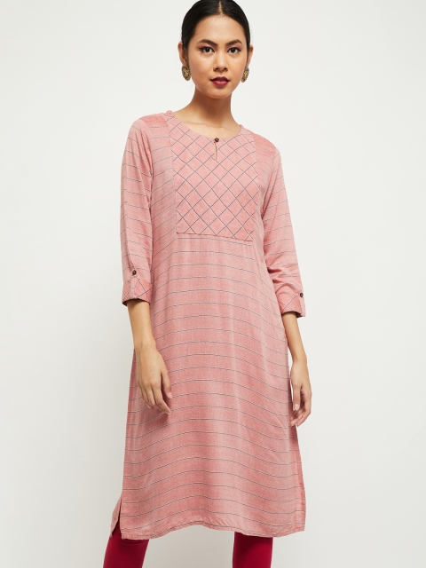 

max Women Rust Geometric Yoke Design Kurta
