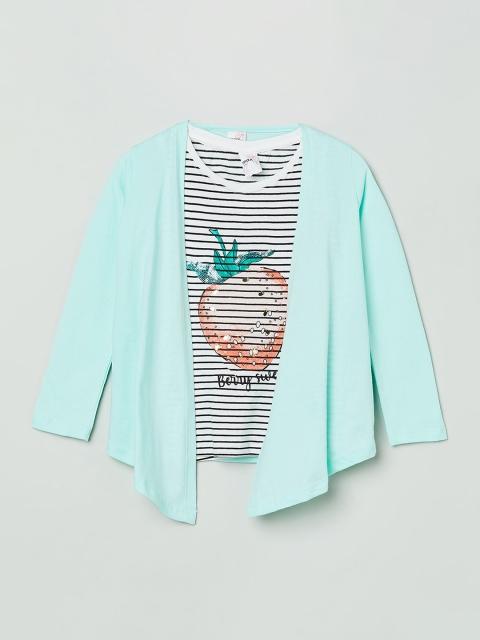 

max Girls Blue Striped Regular Top