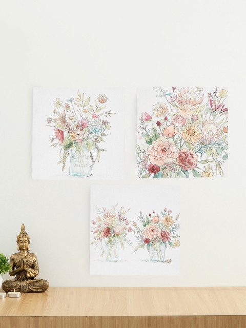 

Home Centre Set of 3 White & Pink Breeza Vase Wall Art