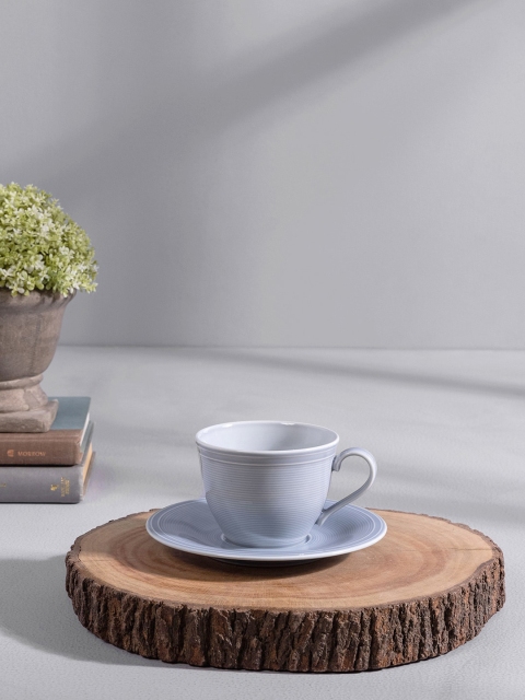 

Pure Home and Living Set of 6 Blue Solid Ceramic Cups and Saucers