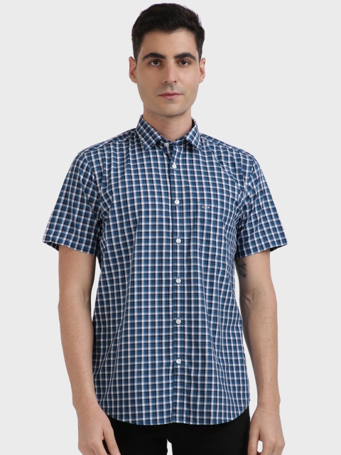 

ColorPlus Men Blue & White Tailored Fit Checked Casual Shirt
