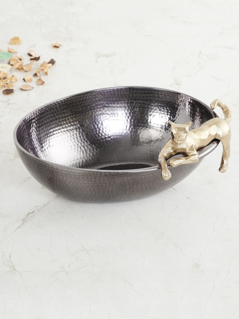 

Home Centre Black & Gold-Toned Solid Panther Embellished Decorative Bowl