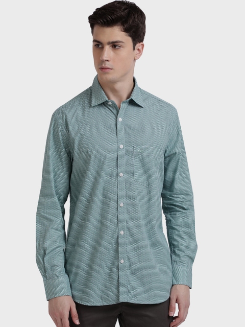 

ColorPlus Men Green Tailored Fit Printed Casual Shirt