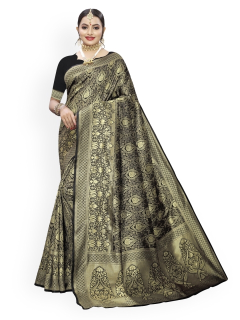 

KALINI Black Woven Design Banarasi Saree