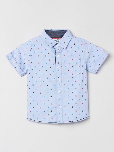 

max Boys Blue Regular Fit Printed Casual Shirt