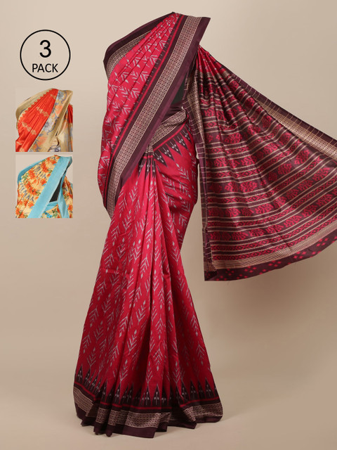

Pothys Pack of 3 Jute Silk Saree, Pink