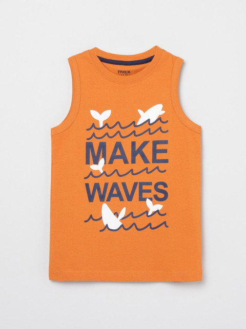

max Boys Orange Typography Printed T-shirt