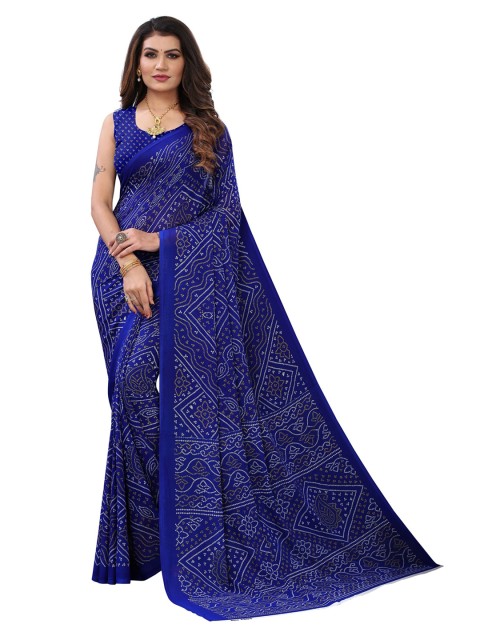 

KALINI Blue Bandhani Print Pure Georgette Saree