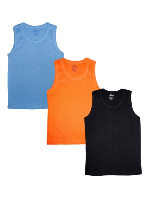 

KiddoPanti Boys Pack Of 3 Solid Pure Cotton Innerwear Vests, Black