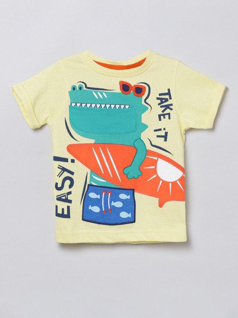 

max Boys Yellow & Blue Printed T-shirt