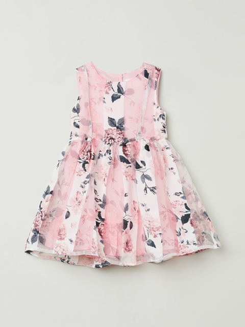 max Girls Cream Polyester Floral Dress