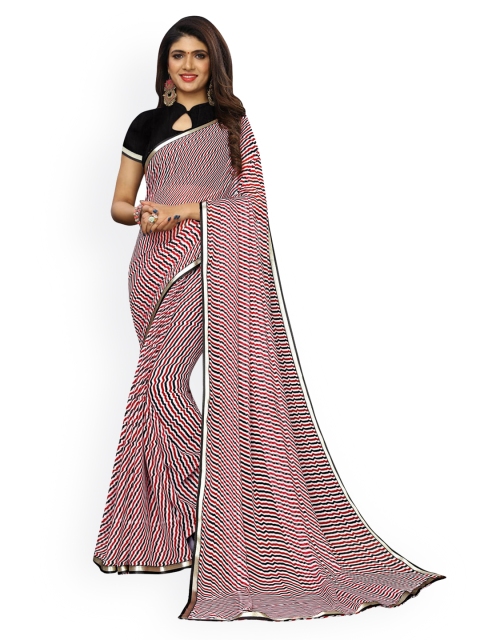 

KALINI White Striped Zari Saree