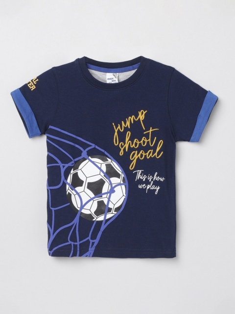

max Boys Blue Printed Printed T-shirt