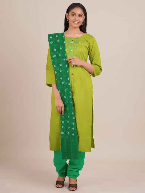 

Pothys Green Embroidered Unstitched Dress Material