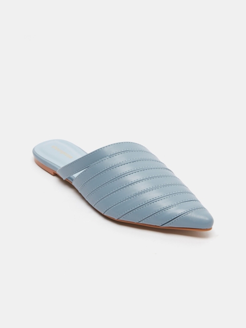 

shoexpress Women Blue Striped PU Slip-On Sneakers
