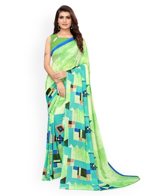 

KALINI Green Pure Georgette Saree