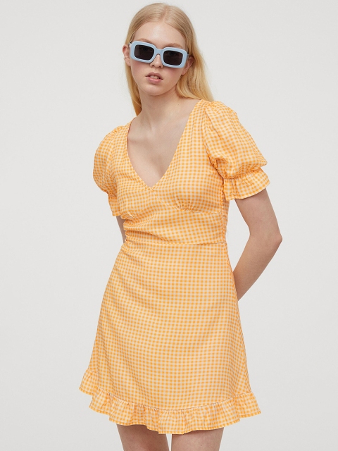

H&M Woman Yellow Patterned dress
