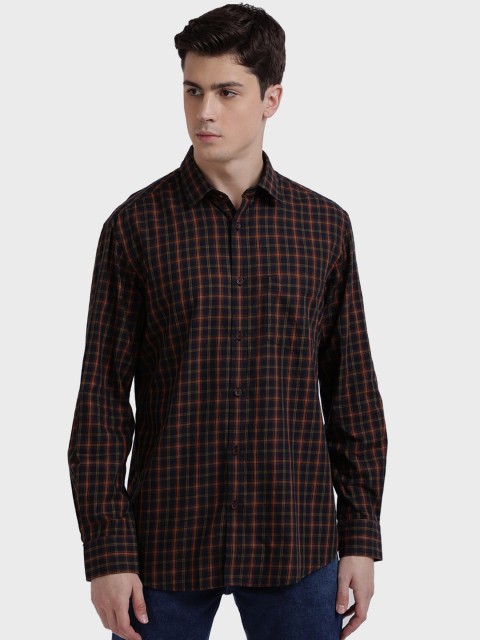 

ColorPlus Men Red Tailored Fit Checked Casual Shirt