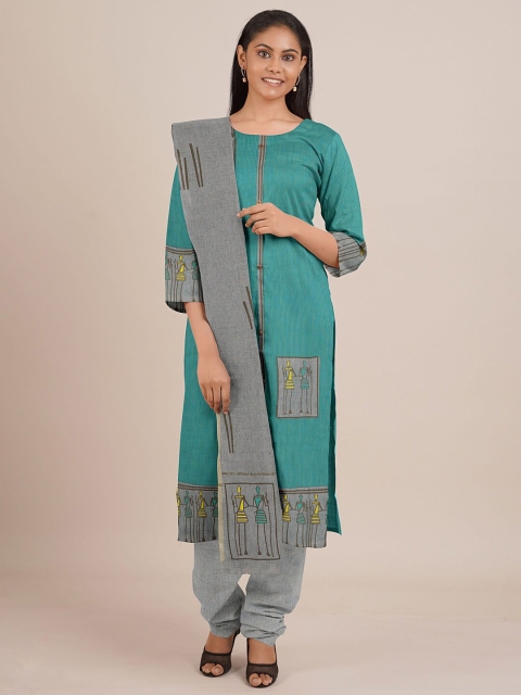

Pothys Women Green Unstiched Chudithar Material, Sea green