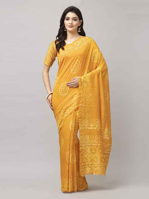 

KALINI Yellow Ethnic Motifs Poly Cotton Saree
