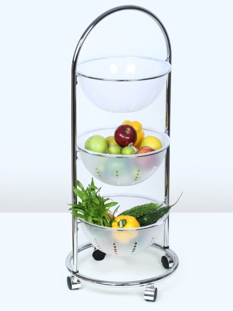 

Home Centre White Solid Stainless Steel Stafford 3-Tier Kitchen Trolley