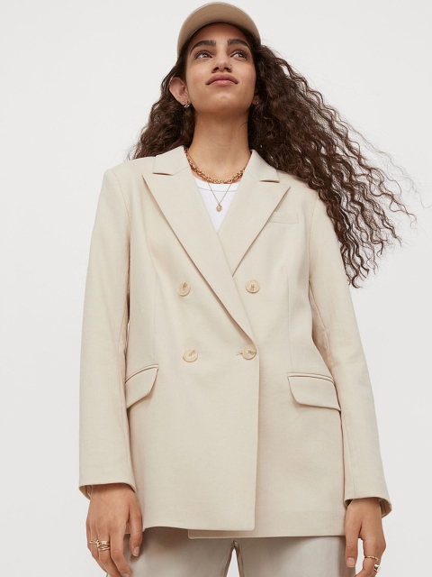 

H&M Beige Double-Breasted Jacket