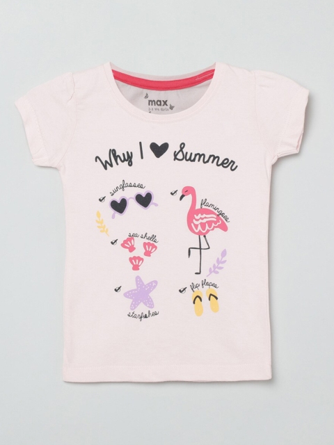 

max Girls Pink Printed T-shirt