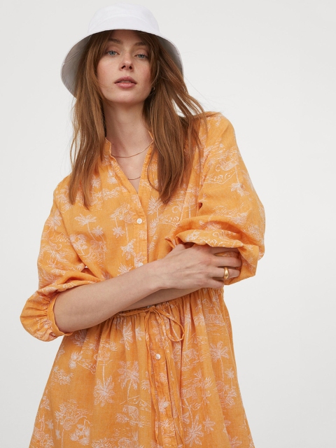 

H&M Woman's Orange Linen-blend dress