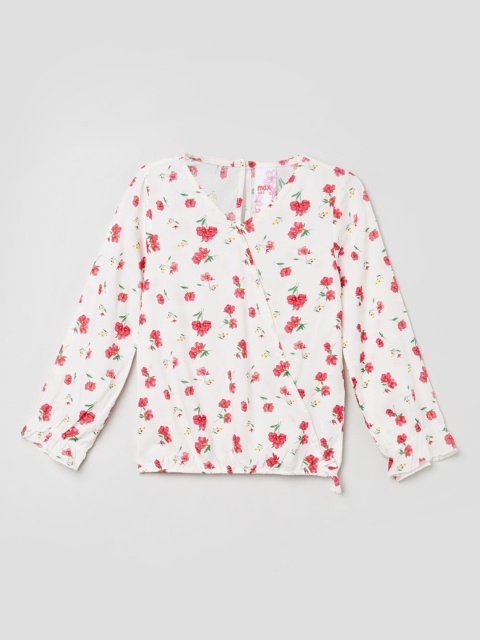 

max Off White Floral Wrap Top