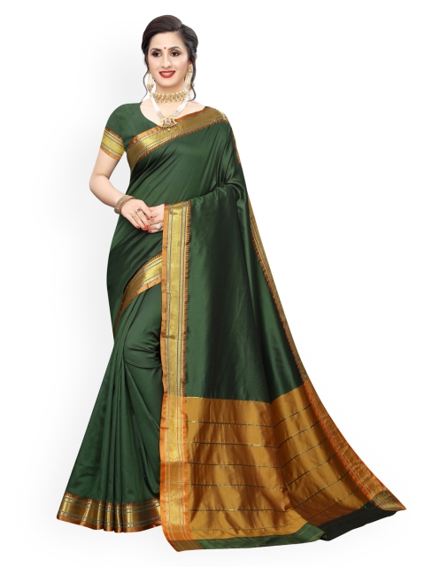 

KALINI Green & Gold Zari Poly Silk Banarasi Saree