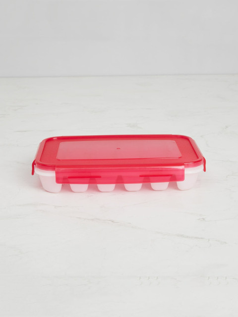 

Home Centre Red & White Solid Plastic Creston-Monacco Ice Cube Tray with Lid