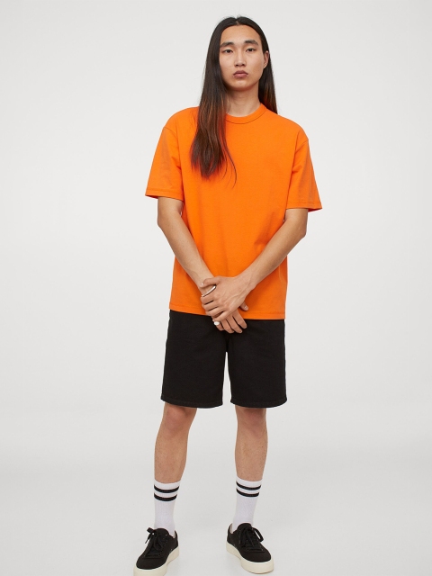 

H&M Men Orange Solid COOLMAX Relaxed Fit T-shirt