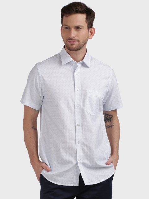 

ColorPlus Men Off-White & Blue Tailored Fit Printed Casual Shirt