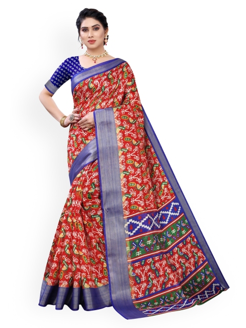 

KALINI Red Ethnic Motifs Patola Saree