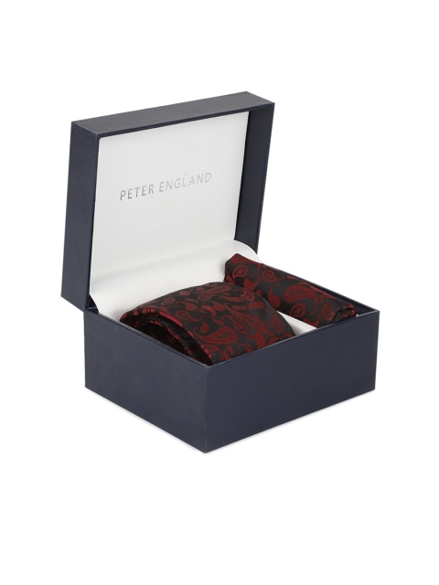 

Peter England Men Maroon & Black Printed Accessory Gift Set
