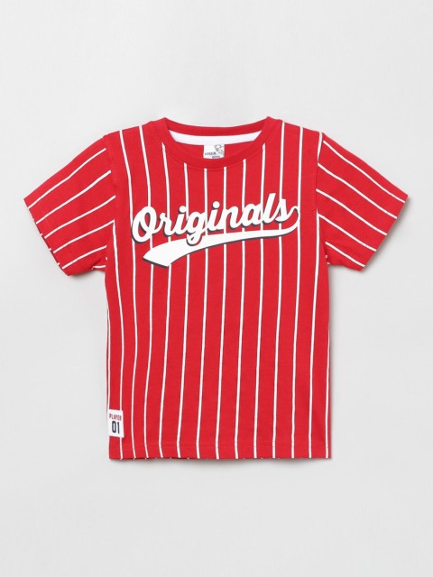 

max Boys Red & White Striped T-shirt