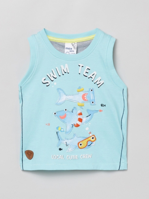 

max Boys Blue Printed T-shirt