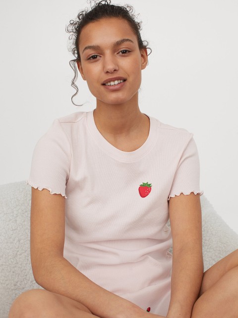 

H&M Women Pink Pyjama Top & Shorts