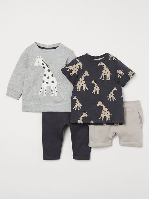 

H&M Boys 4-Piece Grey & Beige Clothing Set