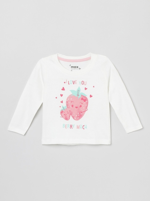 

max Girls White Printed T-shirt