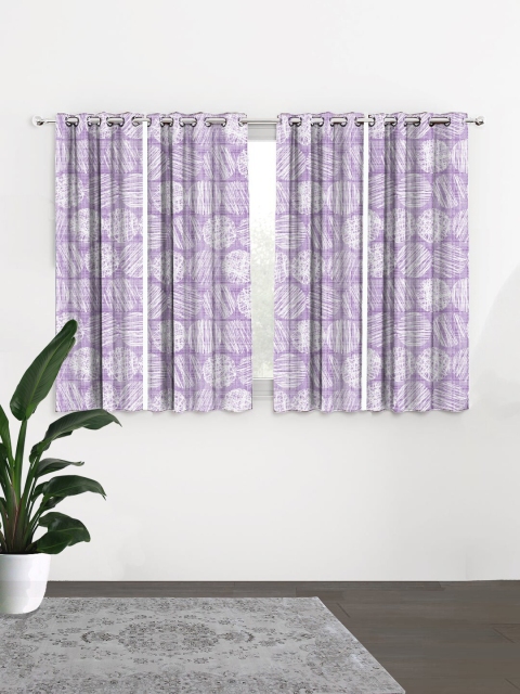 

HOUZZCODE Lavender & White Set of 4 Black Out Window Curtains
